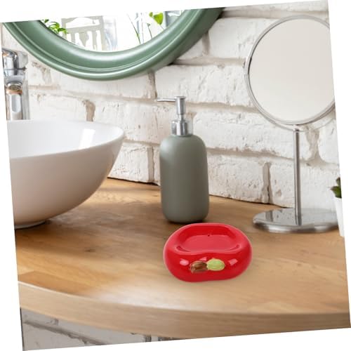 Zerodeko Apple Shaped Ceramic Soap Dish with Drainage