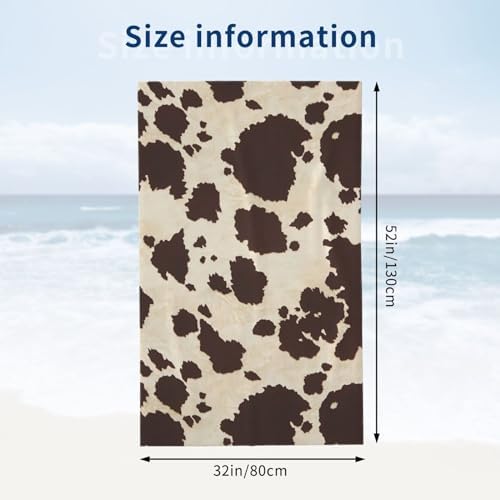 VOOHDDY Retro Cow Print Microfiber Beach Towel