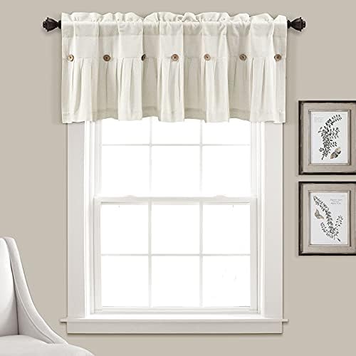 Lush Decor Linen Button Valance 52x18 Off White 1