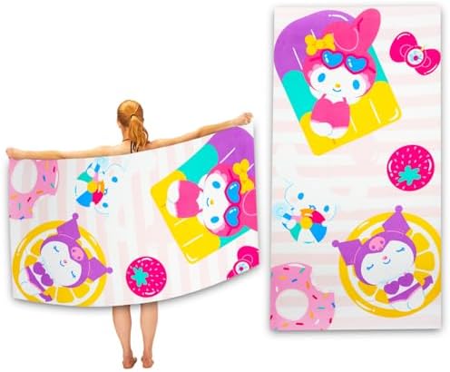 My Melody and Kuromi Beach Towel Set for Kids and Adults