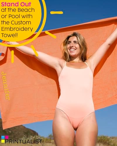 Printualist Personalized Embroidered Beach Towels - 35x62 Custom Soft Cotton