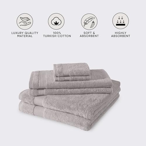 Classic Turkish Towels 6 Piece Set - Light Grey