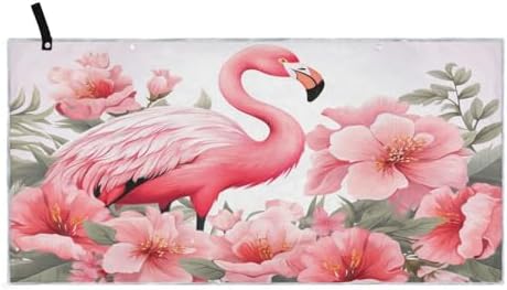 SUABO Pink Flamingo Bath Towel with Hanging Loops 1