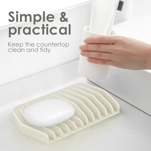 SAISN Silicone Soap Dish for Shower Beige