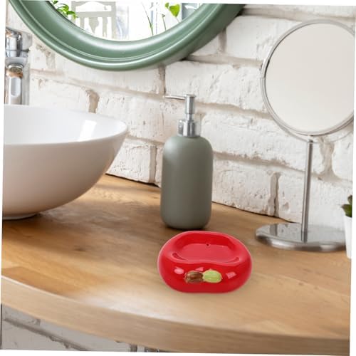Apple Shaped Ceramic Soap Dish with Drainage Hole