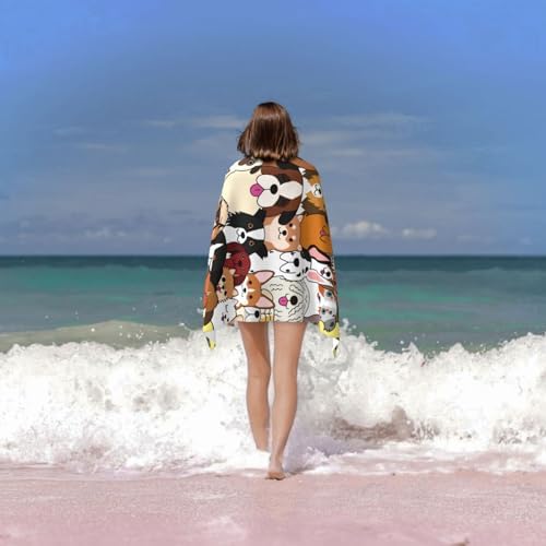 VOOHDDY Microfiber Beach Towel for Dogs and Kids