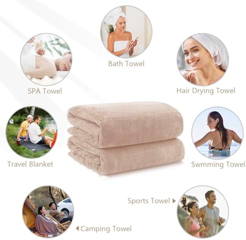 Orighty Microfiber Bath Towel Set - 4 Pack Soft Absorbent Quick Drying Brown