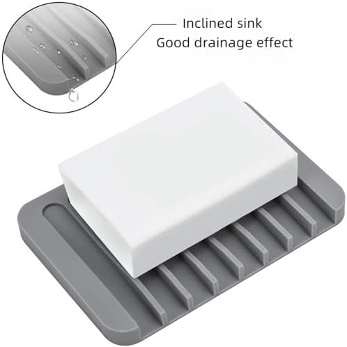 Automatic Draining Soap Tray 2pcs Red Silicone Dish
