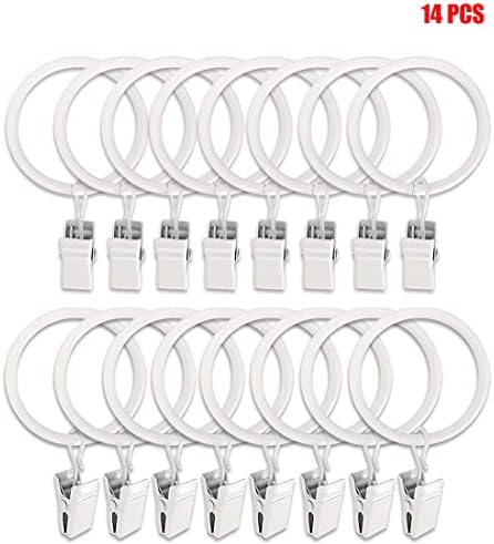 KAIY Set of 14 White Iron Clip Rings for Curtains 1