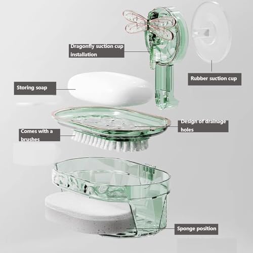 Dragonfly Suction Cup Soap Dish Holder for Shower and Sink