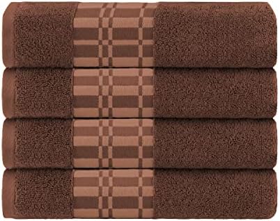Superior 4-Piece Cotton Bath Towel Set with Geometric Design