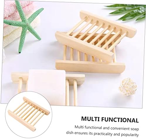 PERSELOSO 6Pcs Wooden Soap Holder Draining Tray