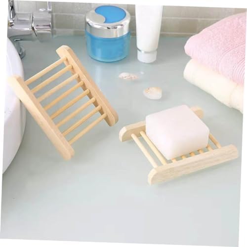 PERSELOSO 6Pcs Wooden Soap Holder Draining Tray