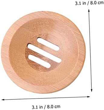 IMIKEYA 3pcs Round Bamboo Soap Dish Holder for Bathroom Kitchen