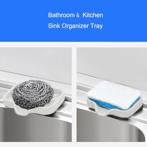 Metopets Sponge Holder with Drain Spout Silicone Tray for Kitchen and Bathroom