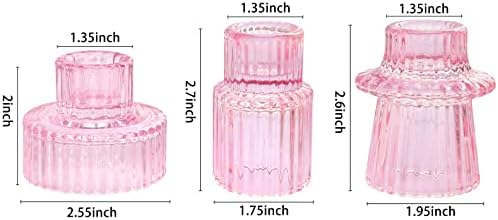 Vixdonos Pink Candlestick Holders Set of 3