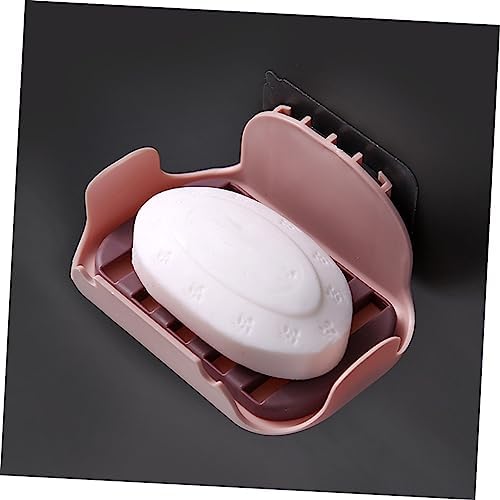 2pcs Red Double Layer Soap Dish with Adhesive Suction Wall Mount