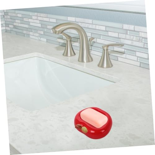 PRETYZOOM Apple Shaped Ceramic Soap Dish with Drainage and Drain Holes