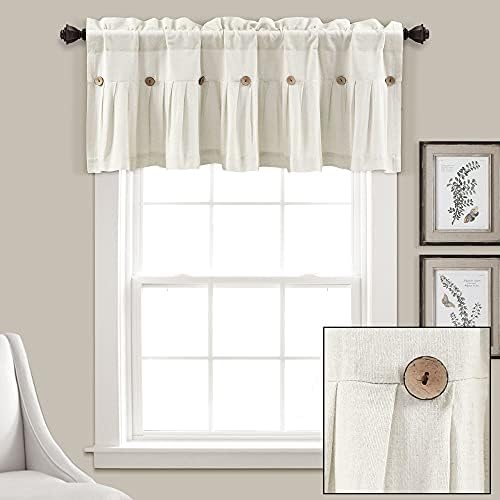 Lush Decor Linen Button Valance 52x18 Off White 1
