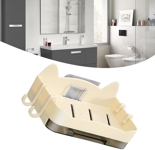 Cute Cat Wall Mounted Soap Holder for Bathroom Beige