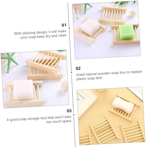 RORPOIR 6Pcs Wooden Soap Dish Tray Set for Bathroom Kitchen