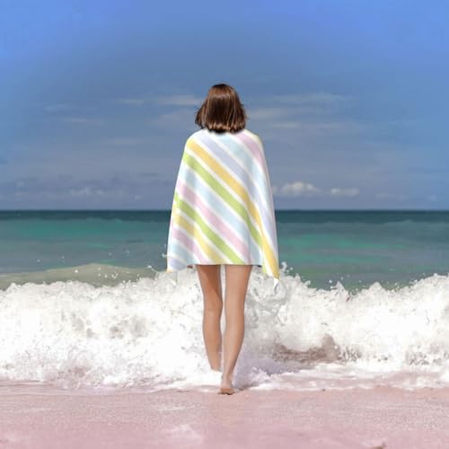 VOOHDDY Rainbow Stripe Beach Towel - Quick Dry Microfiber
