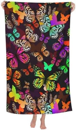VOOHDDY Bright Butterfly Beach Towel for Adults Kids Travel Pool Camping