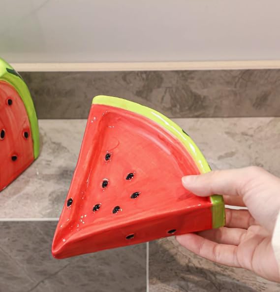 Ceramic Watermelon Soap Dish for Bathroom