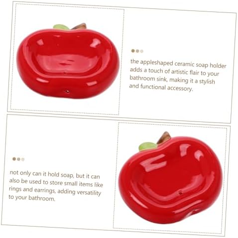 PRETYZOOM Ceramic Apple Soap Holder Modern Bathroom Drainage Dish