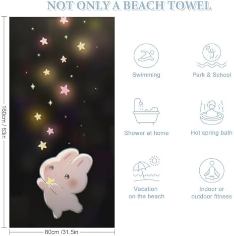 Cute Rabbit Fluffy Beach Towel 32x64 Inch 1