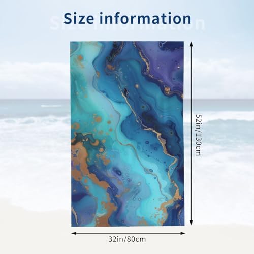 VANZEV Blue Marble Print Beach Towel 52x32