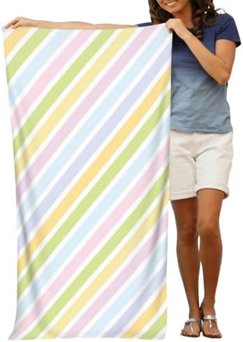 VOOHDDY Rainbow Stripe Beach Towel - Quick Dry Microfiber