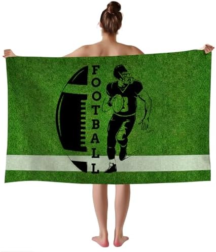 WZOMT Funny Football Towel - Green Black Rugby Design