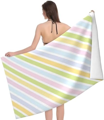 VOOHDDY Rainbow Stripe Beach Towel - Quick Dry Microfiber