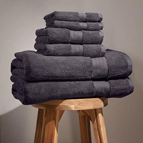 100 Organic Cotton Towel Set of 6 Charcoal Black