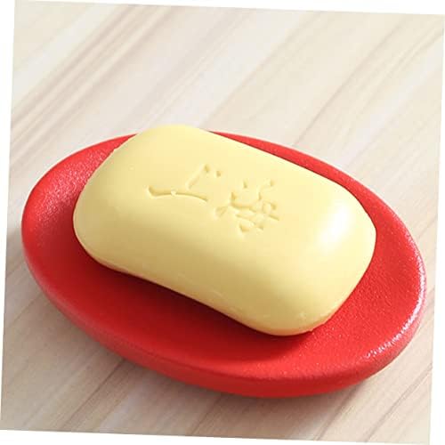 COSMEVIVI 1pc Ceramic Soap Dish Holder for Bar Red Bathroom Organizer