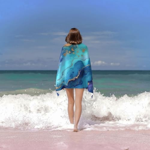 VANZEV Blue Marble Print Beach Towel 52x32