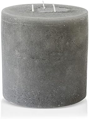 Bask Large Gray Pillar Candles - 3 Wick 6-Inch Diameter