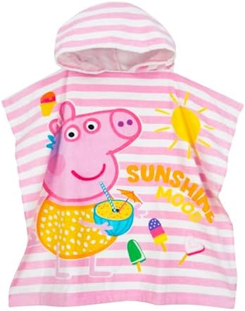 Peppa Pig Pink Striped Hooded Towel Poncho for Girls