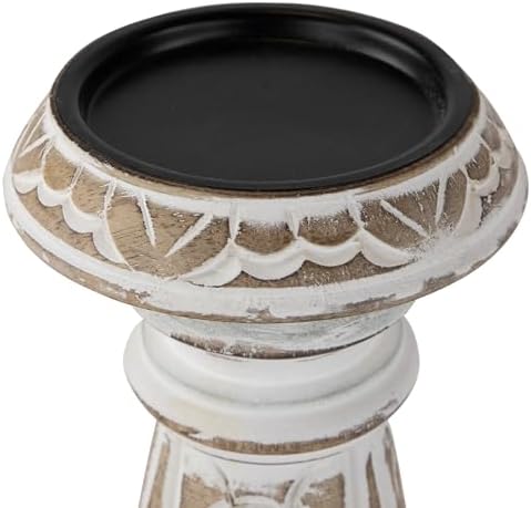 Northlight 3-Piece Brushed White Wooden Candleholder Set