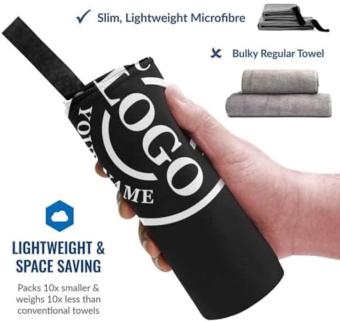 Custom Beach Towel with Text Logo and Photo