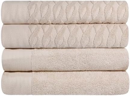 Superior Turkish Cotton Jacquard 4-Piece Bath Towel Set