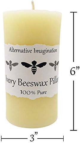 Alternative Imagination Large Beeswax Candles 80 Hour Ivory Pillar 1 Pack