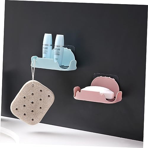 2pcs Double Layer Soap Draining Holder Adhesive Wall Mount Bathroom Storage Rack