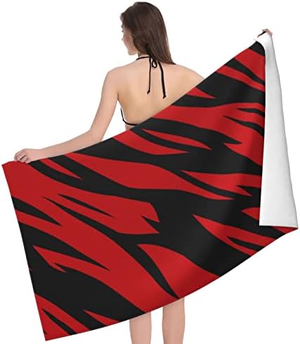 Tiger Stripes Red and Black Beach Towels Oversized