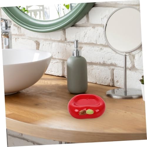 PRETYZOOM Apple Shaped Ceramic Soap Dish with Drainage and Drain Holes