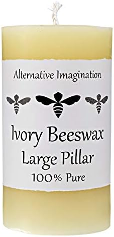 Alternative Imagination Large Beeswax Candles 80 Hour Ivory Pillar 1 Pack