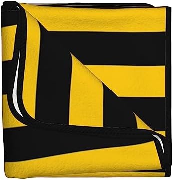 Yellow Black Stripe Beach Towel for Adults Kids