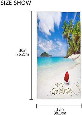 ALAZA Christmas Santa Hat Beach Towel 30x15 Inches 1