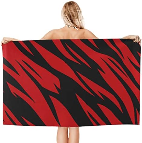 Tiger Stripes Red and Black Beach Towels Oversized